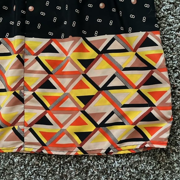 Xhilaration Black Orange Yellow Geometric Polka Dot Mini Sun Dress, Size Medium - Picture 11 of 14